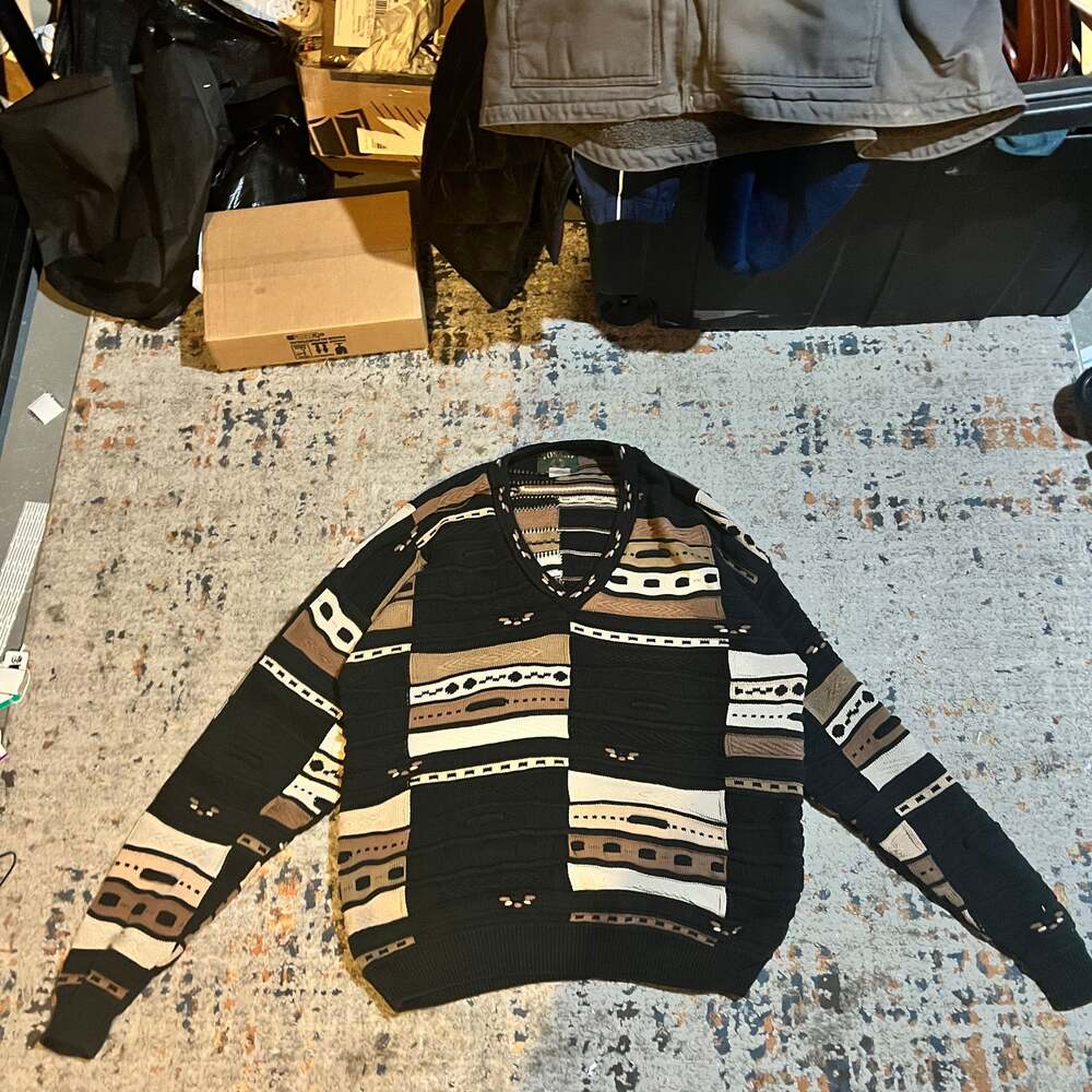 Vintage Tosani Beige and Black 3D Printed Sweater